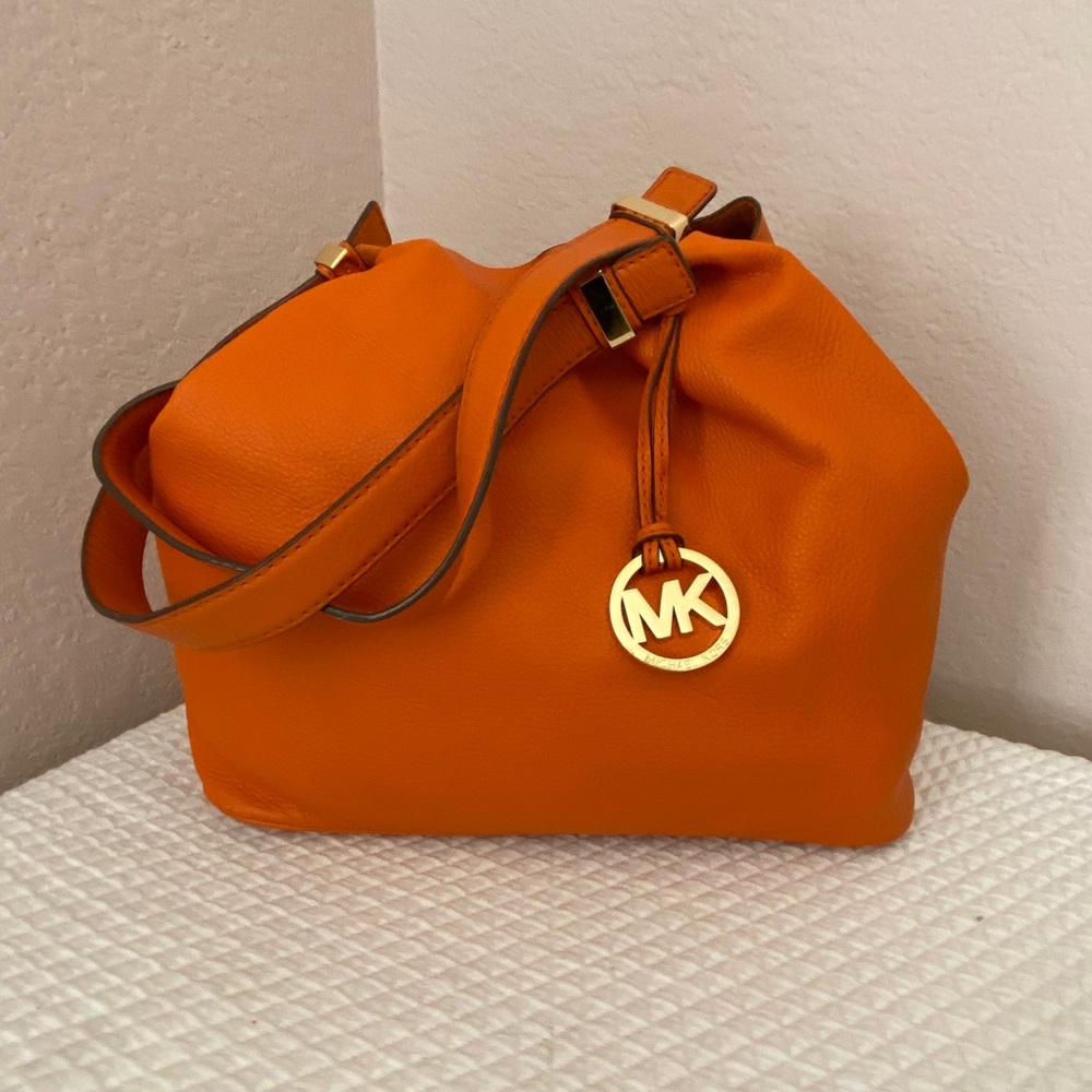 MICHAEL KORS unstructured Orange Leather Hobo Bag